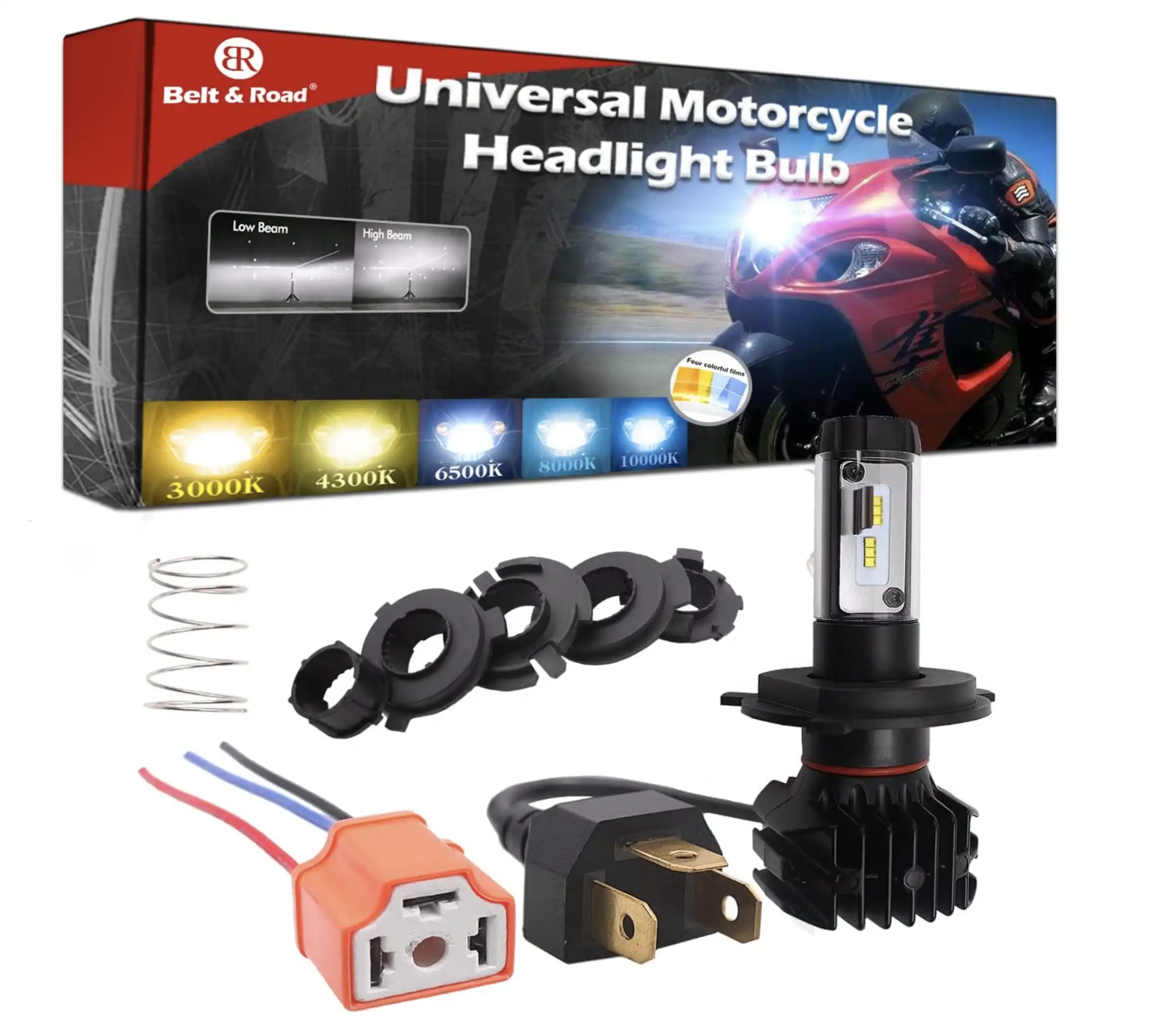 H4/9003 LED Motorcycle Headlight Bulb - 5000LM All-in-One High/Low Beam LED Headlight Bulb Replacement