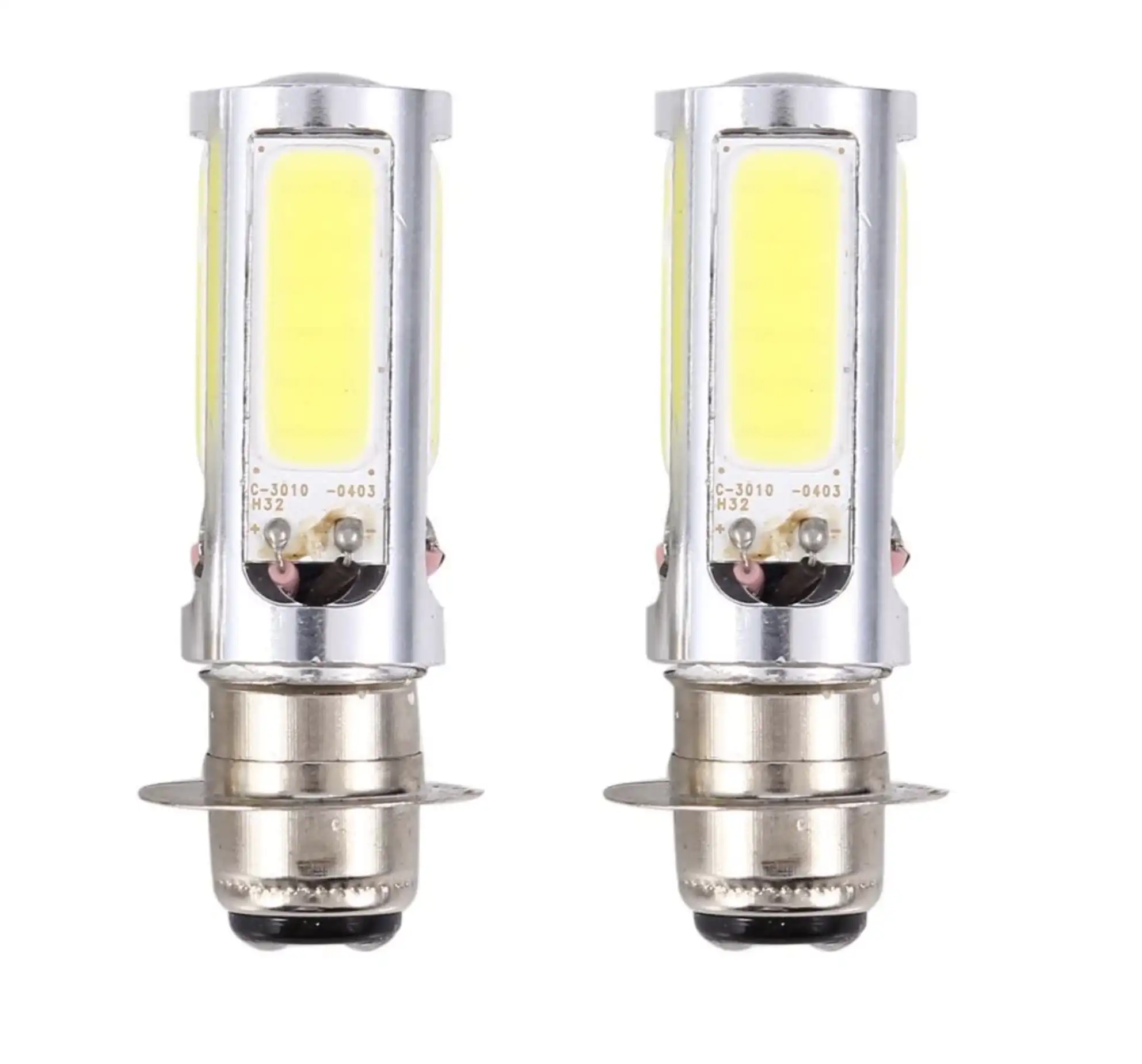 LED Headlight Bulbs - 2x 6000K BA20D White