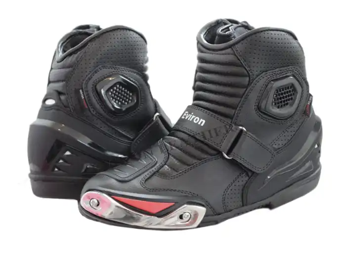 EVIRON Short Style Ankle Motorcycle Leather Boots