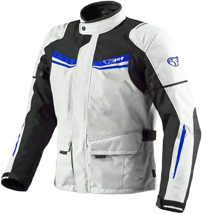 Jet Mens White Textile Protective Motorcycle Jacket